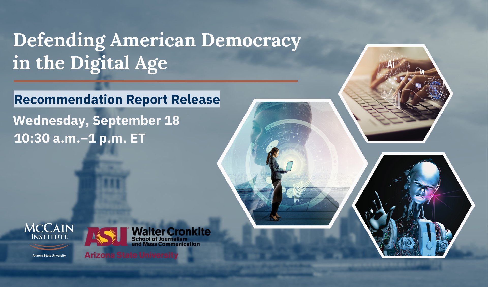 McCainInstitute's tweet card. Report Release: Defending American Democracy in the Digital Age - McCain Institute