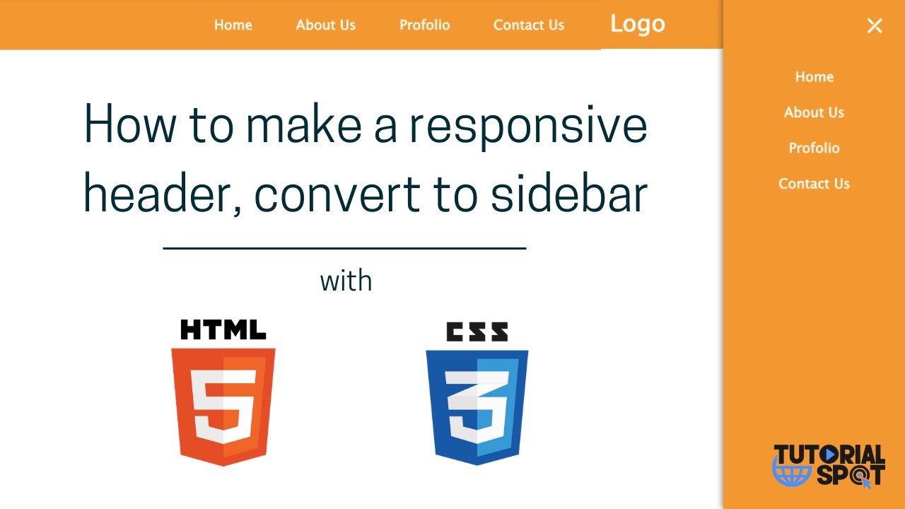 tutorial_spot's tweet card. How to Create an Animated, Responsive Header to Sidebar Menu using...