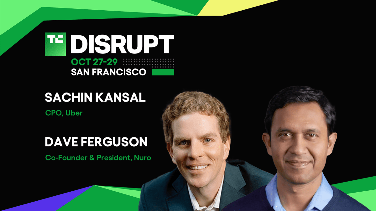 TechCrunch's tweet card. Uber’s Sachin Kansal and Nuro’s Dave Ferguson join TechCrunch Disrupt 2025 to talk about how AI is changing the future of mobility. Register here.