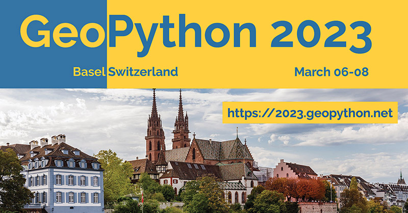 GeoPythonConf's tweet card. The Python conference for Geo, March 06-08, 2023