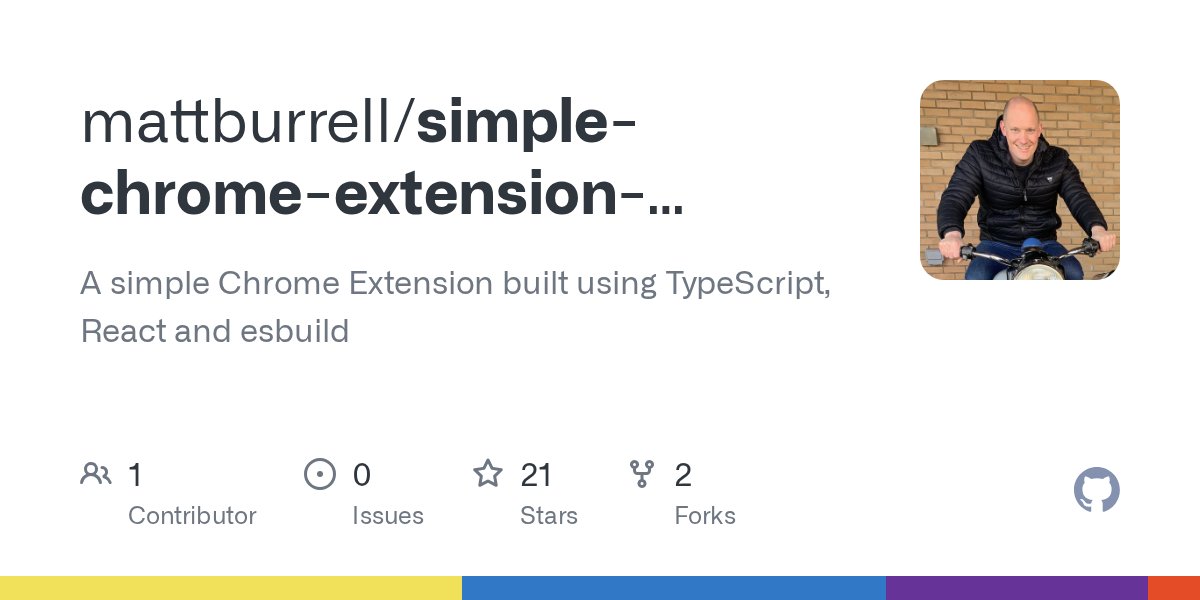 fullstack_matt's tweet card. A simple Chrome Extension built using TypeScript, React and esbuild - mattburrell/simple-chrome-extension-esbuild