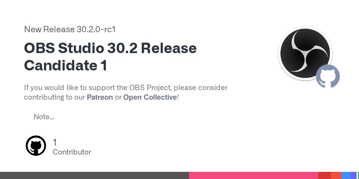 OBSProject's tweet card. If you would like to support the OBS Project, please consider contributing to our Patreon or Open Collective! NoteNVIDIA users may need to update their GPU drivers to 531.61 (Windows) / 530.41.03 (...