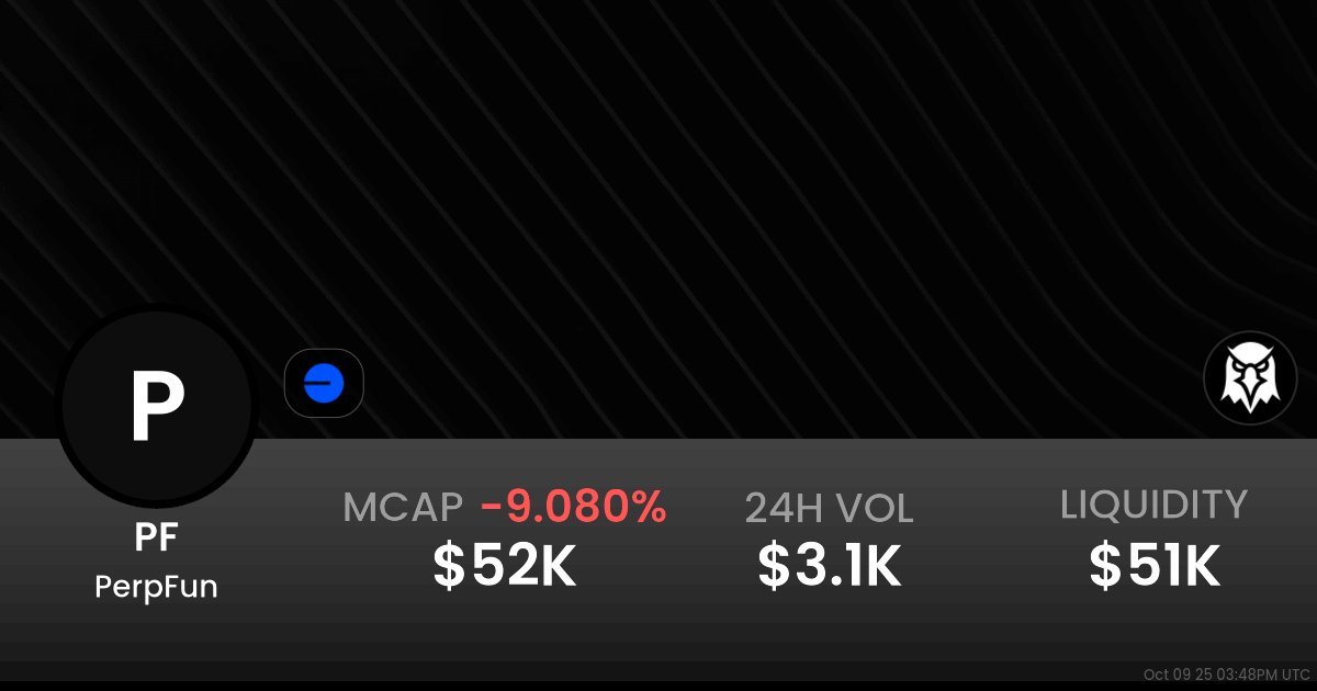 anoncast_'s tweet card. $0.000005205 PerpFun (PF) realtime price charts, trading history and info - PF / WETH on Base / Uniswap