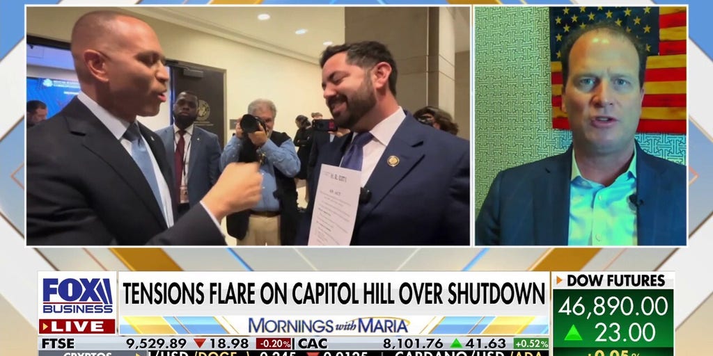 MariaBartiromo's tweet card. Rep. August Pfluger R-Texas. joins 'Mornings with Maria' to weigh in on President Donald Trump brokering a peace deal between Israel and Gaza despite the government being shut down.