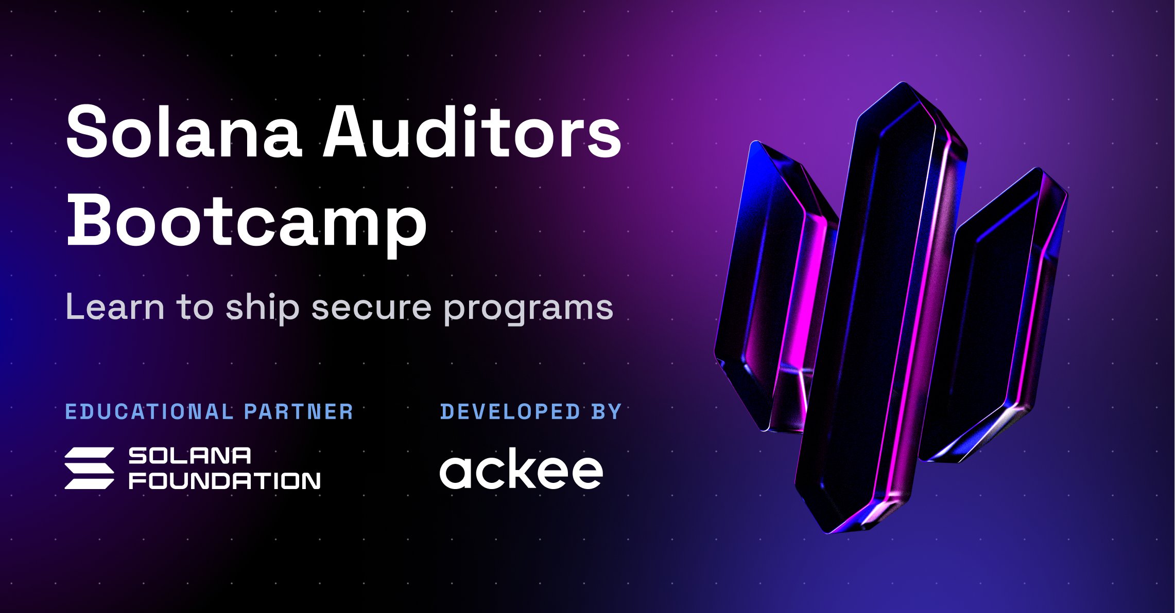 LinuxchipC's tweet card. Learn to audit Solana programs and help secure the ecosystem. Take your security practices to the next level and get certified by Ackee Blockchain Security. It's free, too.