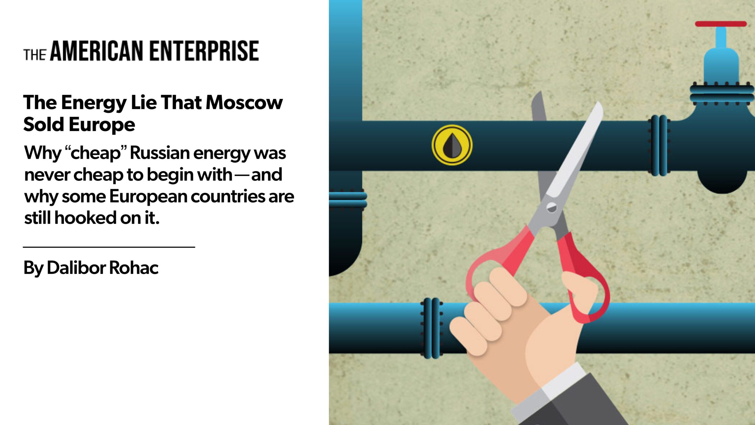 AEI's tweet card. Why “cheap” Russian energy was never cheap to begin with—and why some European countries are still hooked on it.