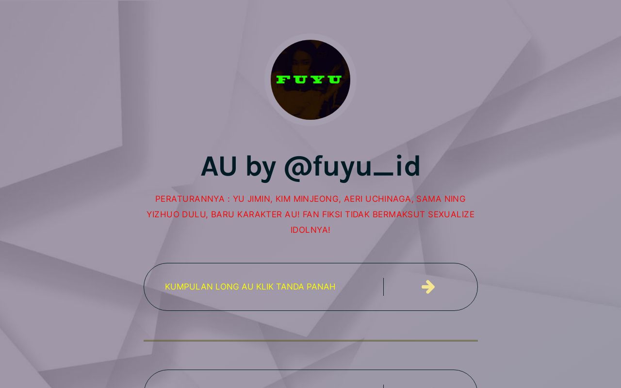 fuyu_id's tweet card. kumpulan dari kepala tweet setiap judul baru AU milik fuyu_id