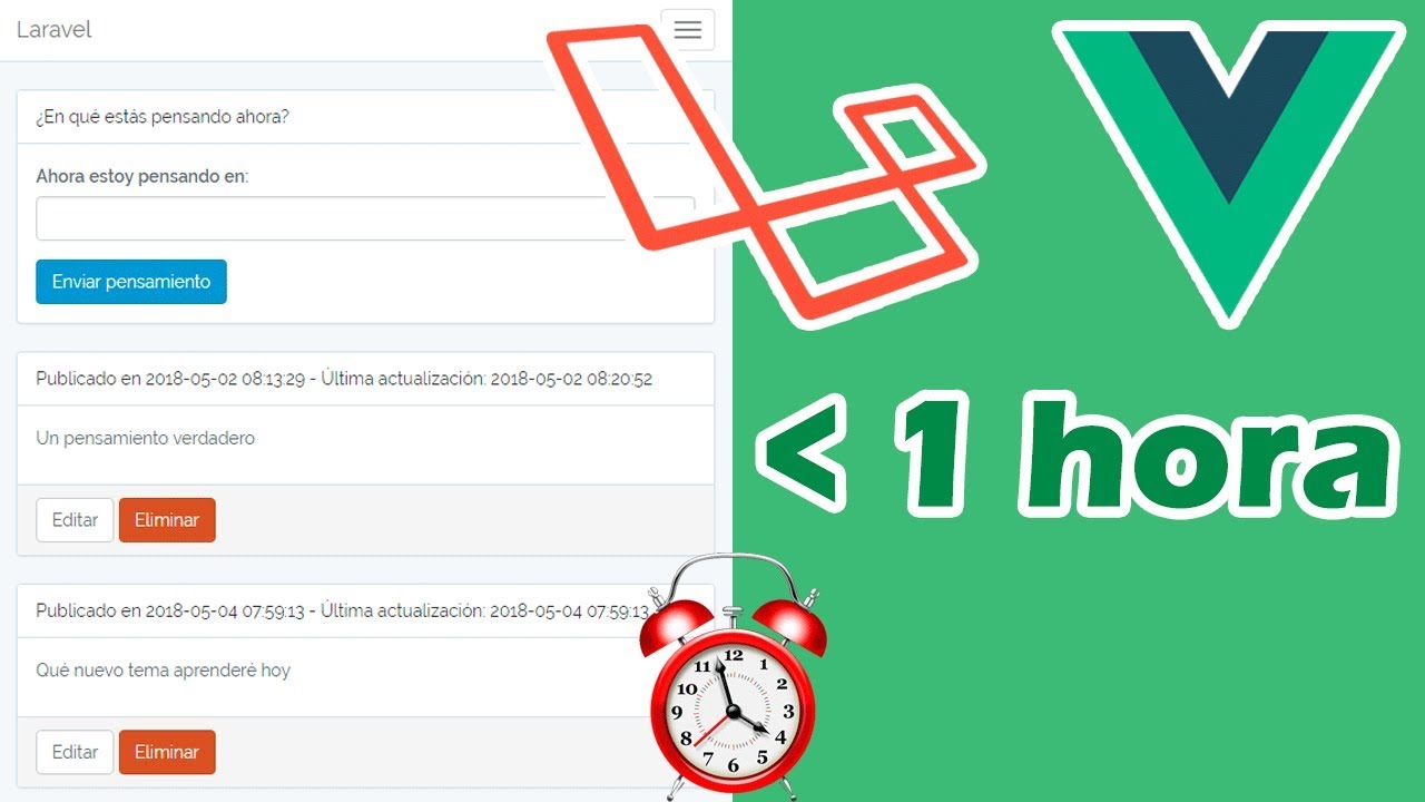 programacionym's tweet card. App Laravel + Vue en menos de 1 hora (CRUD completo)