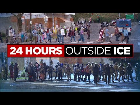 KATUNews's tweet card. 24 Hours Outside ICE | 12 p.m. to 4 p.m. - Live look at Portland,...
