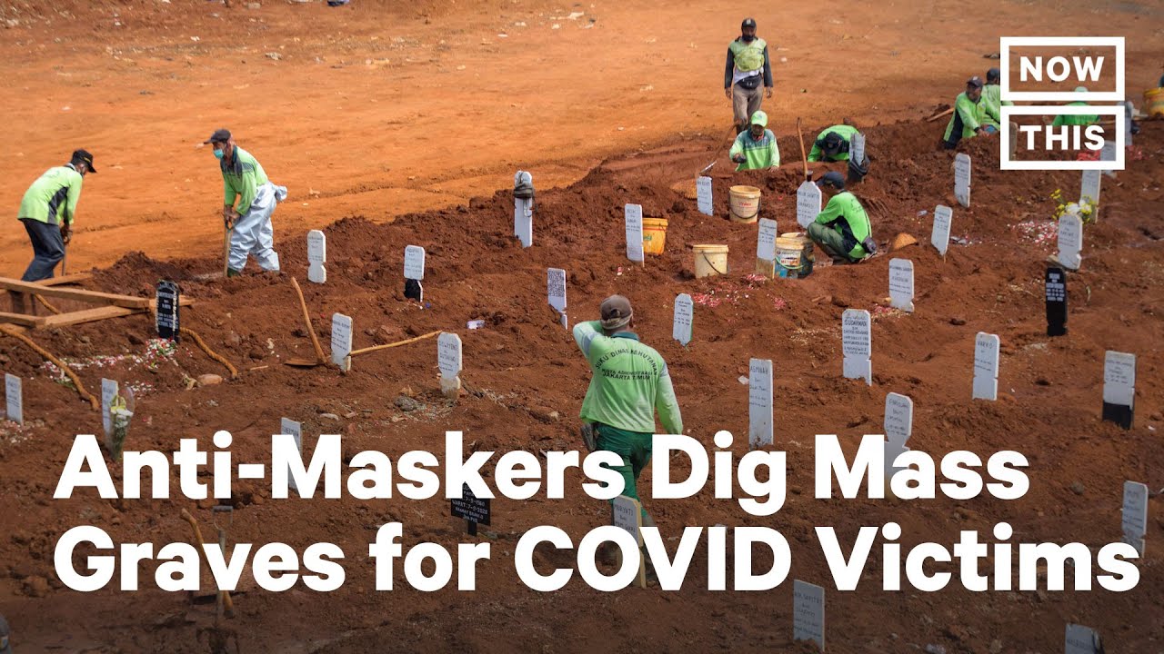 BeHelpfulNotHur's tweet card. Anti-Maskers Ordered to Dig Graves for COVID-19 Victims in Indonesia...