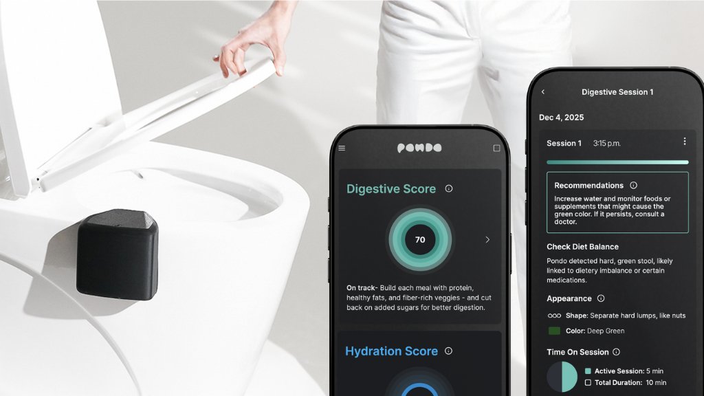 BloggersHub_'s tweet card. A toilet-mounted device that analyzes stool & urine with AI, giving you daily insights on digestion and hydration for overall wellness.