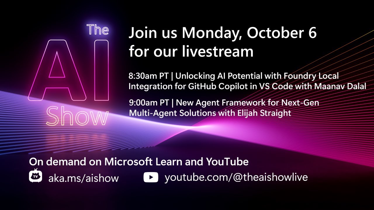 onnxruntime's tweet card. AI Show LIVE | Foundry Local Integration & New Agent Framework