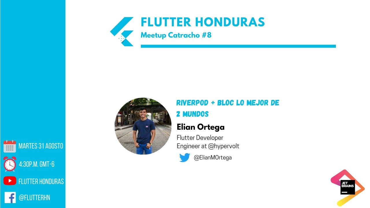 FlutterHN's tweet card. Flutter Honduras | Meetup Catracho #8: Riverpod + bloc lo mejor de 2...