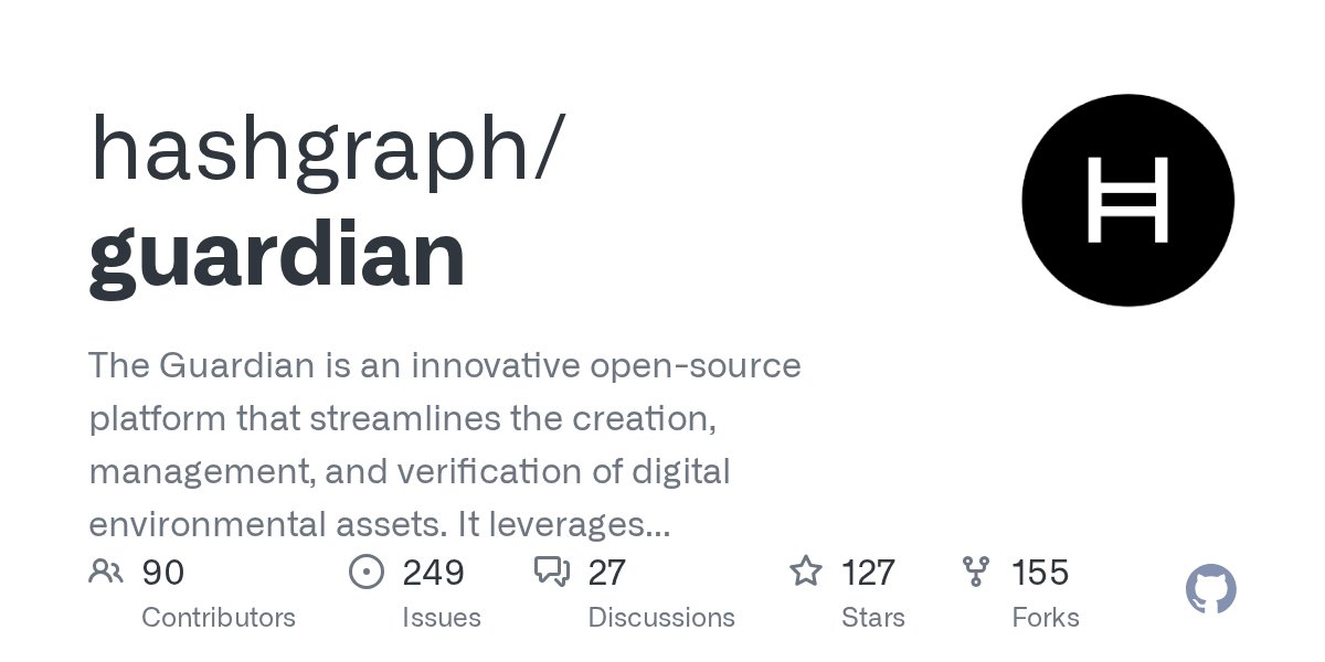 env_blockchain's tweet card. The Guardian is an innovative open-source platform that streamlines the creation, management, and verification of digital environmental assets. It leverages a customizable Policy Workflow Engine an...