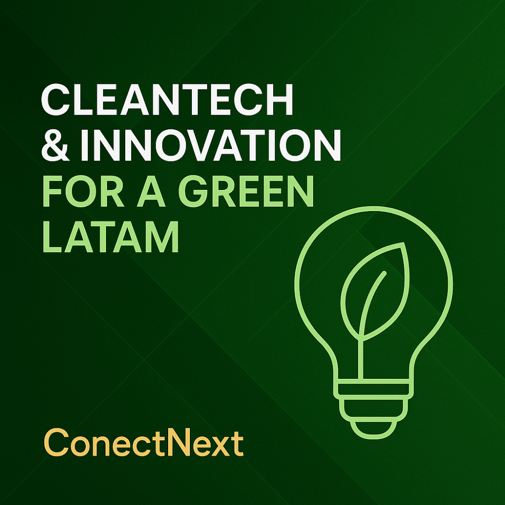 ConectNext's tweet card. ConectNext drives sustainable innovation in LatAm. Explore CleanTech, green investment, and disruptive technologies for business growth.