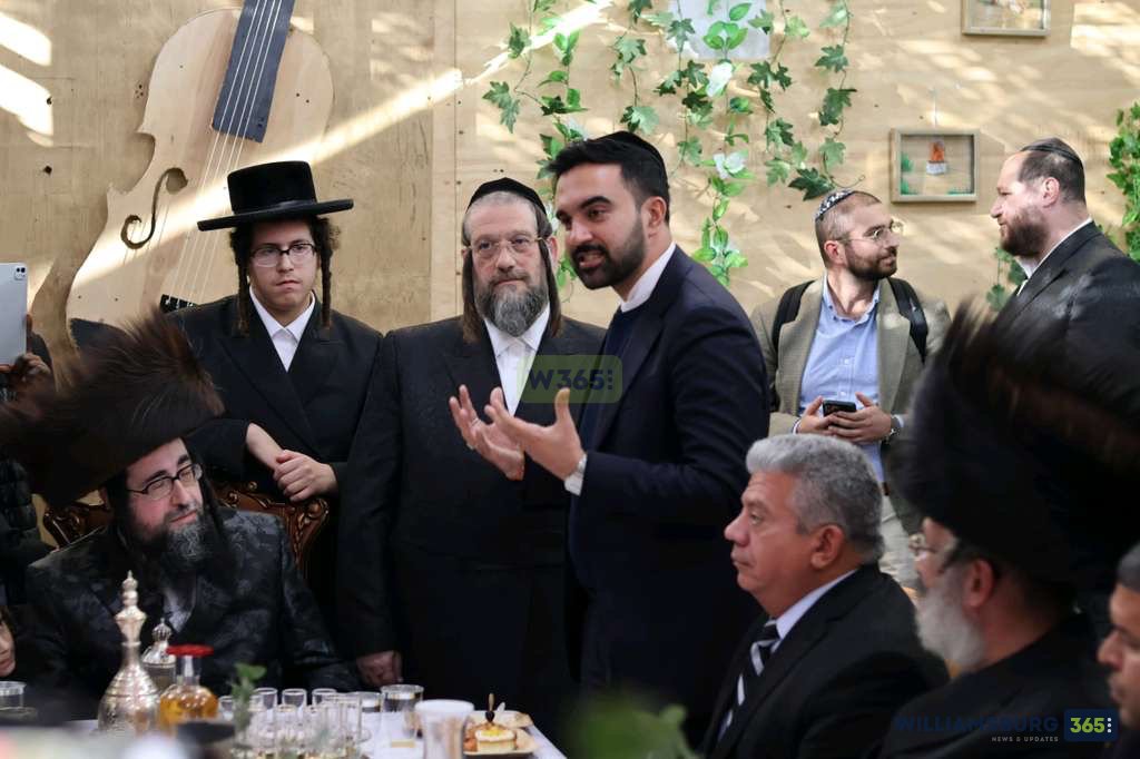 Williamsburg365's tweet card. Mayoral Candidate Zohran Mamdani Visits Williamsburg, Meets Community Leaders During Sukkos |...