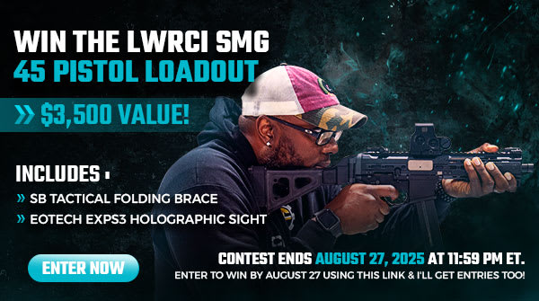 DemaagdR's tweet card. Win The LWRCI SMG 45 Pistol Loadout