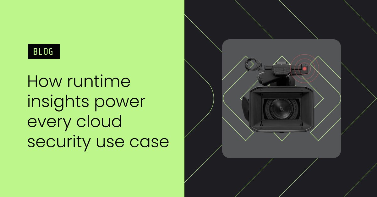 sysdig's tweet card. Runtime insights give security teams live visibility into what’s risky and what’s being exploited in the moment. That’s why they’re critical to every use case.