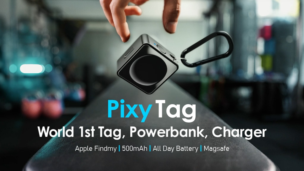 BloggersHub_'s tweet card. The world’s smallest Apple Watch powerbank with FindMy built in — so you’ll never run out of battery or lose your essentials again