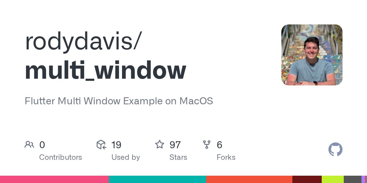 oss_cpp's tweet card. Flutter Multi Window Example on MacOS. Contribute to rodydavis/multi_window development by creating an account on GitHub.