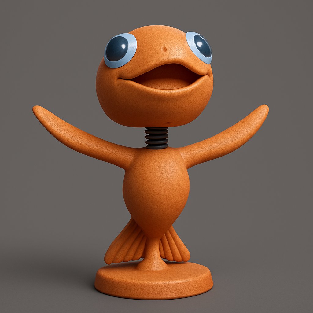 KobeBanat's tweet card. Download "Cheerful Fishy Figurine with Spring Motion" - High-quality 3D printable model for PLA/PETG manufacturing. Bring joy to your desk with this whimsical fish figurine featuring a fun spring...