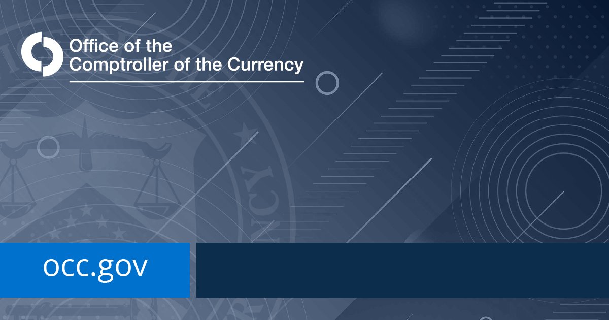 tocco_shawn's tweet card. The Office of the Comptroller of the Currency (OCC) is committed to maintaining the security of our systems and protecting sensitive information from unauthorized disclosure. We encourage security...
