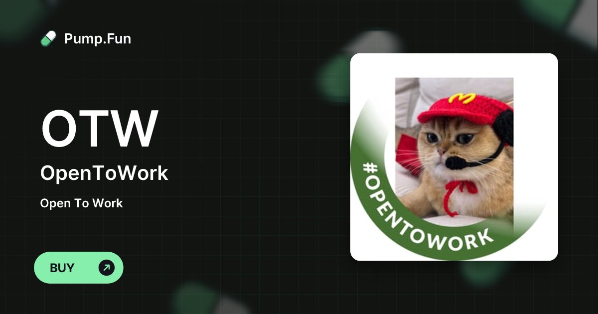 interncandidate's tweet card. Open To Work