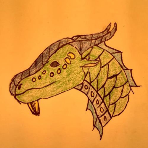 ScriptlessFoe's tweet card. Cant do digital rn. My attempt at tradition art. No super proud but a good attempt i think! Attack for Talis on artfight! — #art #traditionalart #artfightattack #artfight #dragonart #dragon #wof...