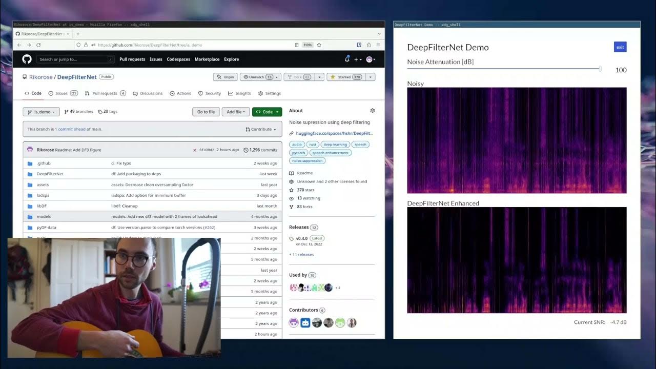 RustLibHunt's tweet card. DeepFilterNet Noise Suppression Demo