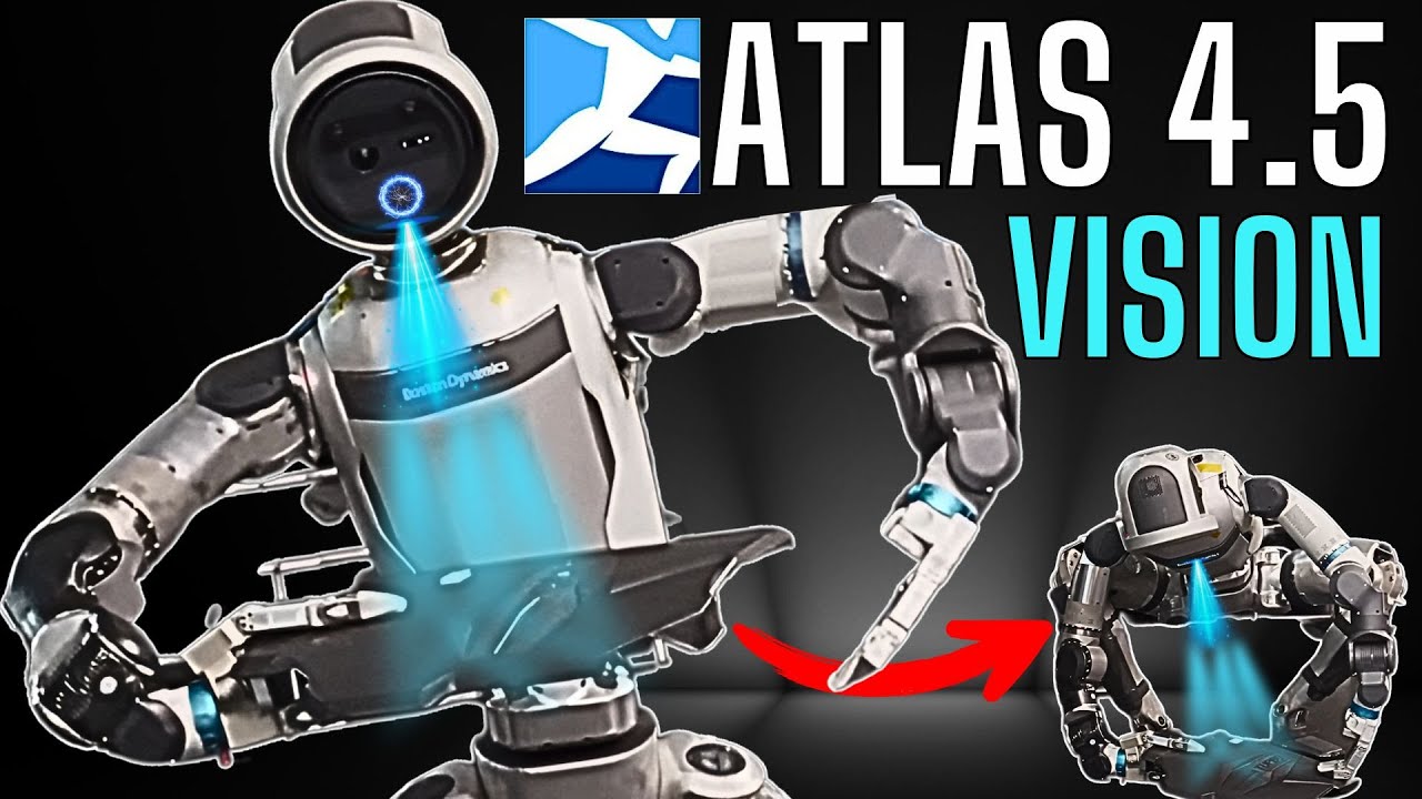 AINewsOfficial_'s tweet card. Boston Dynamics ATLAS 4.5 Robot Unveils 5 New AI Vision Upgrades