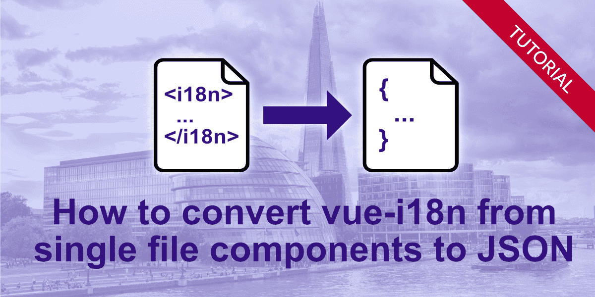 CodeAndWeb's tweet card. In this tutorial shows you how you can convert your vue-i18n project from using translations in vue files (single file components, sfc) to using JSON files.