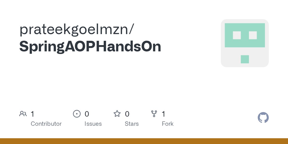 prateekgoelmzn's tweet card. Contribute to prateekgoelmzn/SpringAOPHandsOn development by creating an account on GitHub.