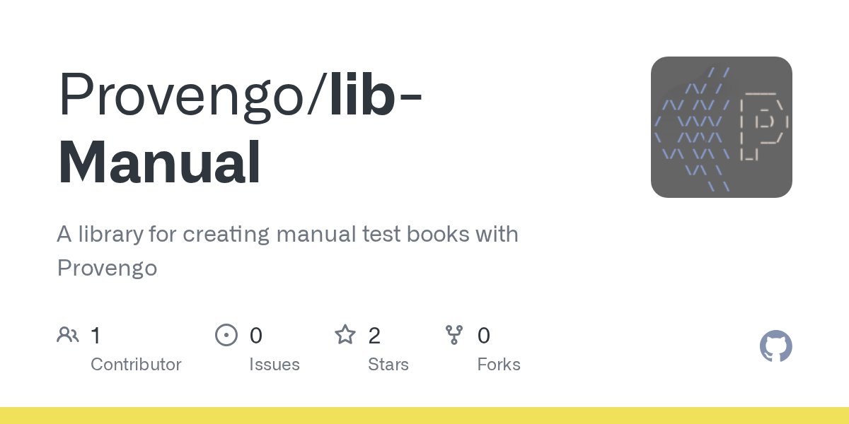 ProvengoTech's tweet card. A library for creating manual test books with Provengo - Provengo/lib-Manual