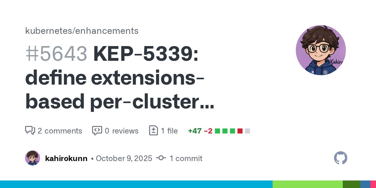 kahirokunn's tweet card. One-line PR description: Define extensions-based per-cluster plugin configuration and pass-through to ExecCredential.Spec.Cluster.Config Issue link: sig-multicluster's ClusterProfile shou...