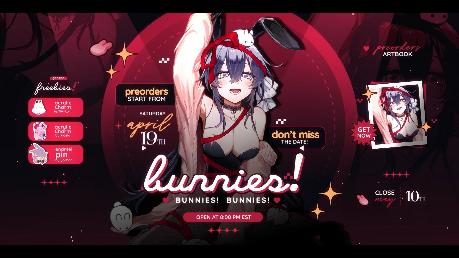 teacuppity's tweet card. Selling artbook BUNNIES BUNNIES BUNNIES!