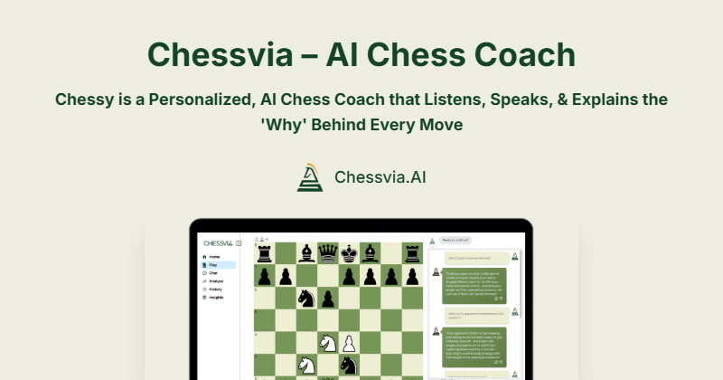 ajb009's tweet card. Meet Chessy, your personal AI chess coach that listens, speaks and explains every move