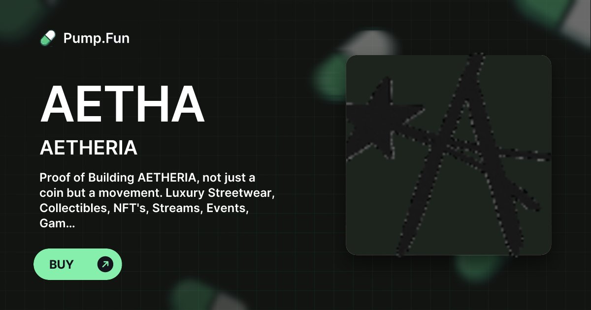 aetheria_online's tweet card. Proof of Building AETHERIA, not just a coin but a movement. Luxury Streetwear, Collectibles, NFT's, Streams, Events, Gamification and much more. Join us for the Journey, we are here to Build.