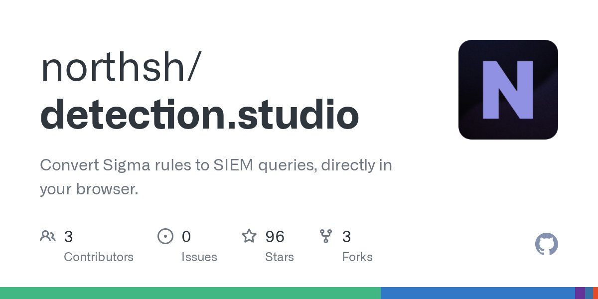 sifex's tweet card. Convert Sigma rules to SIEM queries, directly in your browser. - northsh/detection.studio