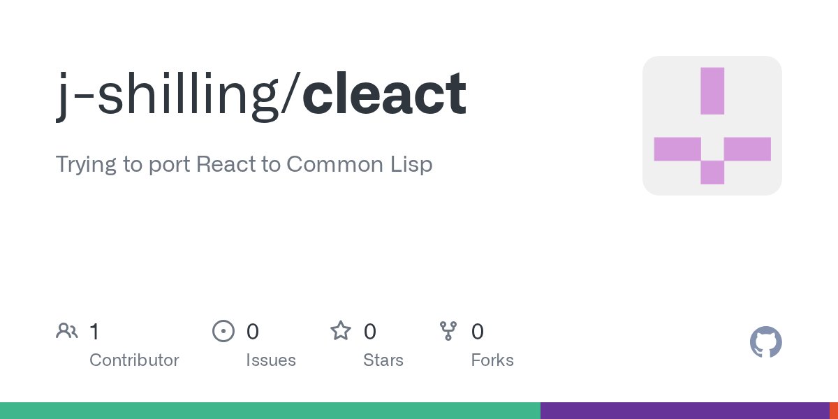 NewLispRepos's tweet card. Trying to port React to Common Lisp. Contribute to j-shilling/cleact development by creating an account on GitHub.