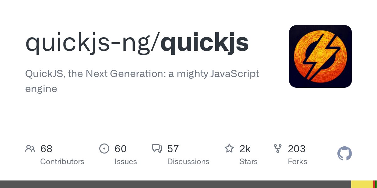 grandiopanda's tweet card. QuickJS, the Next Generation: a mighty JavaScript engine - quickjs-ng/quickjs