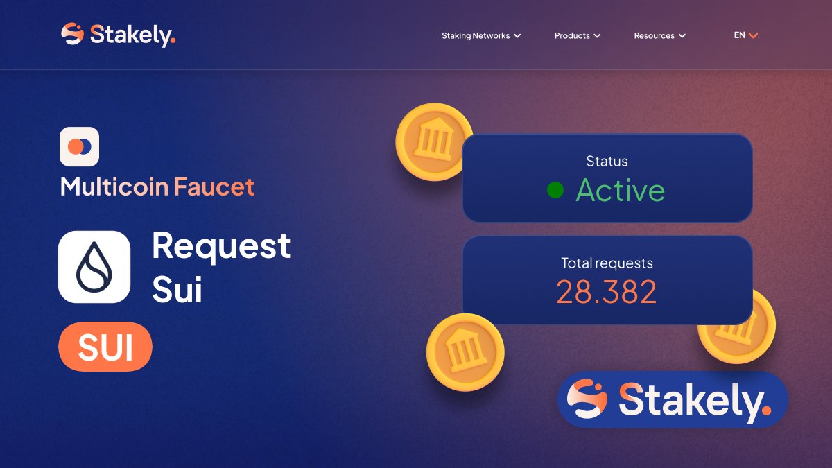 RonaldSigrid2's tweet card. Request Mainnet tokens for Sui with Stakely's Faucet. Perfect for development, testing, and network fee coverage.