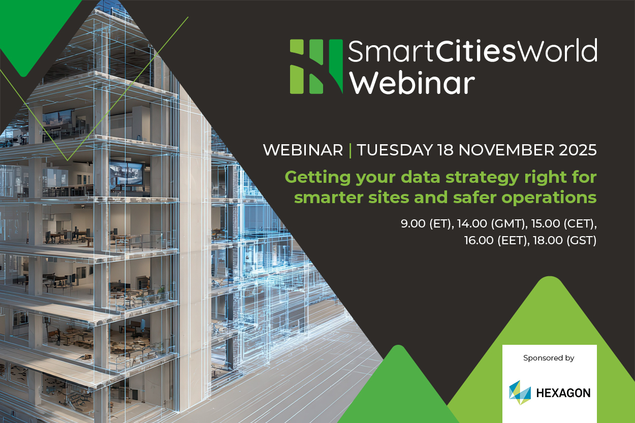 SmartCitiesW's tweet card. Join SmartCitiesWorld and Hexagon for a look at how to develop smart sites that support operational efficiency and safety.