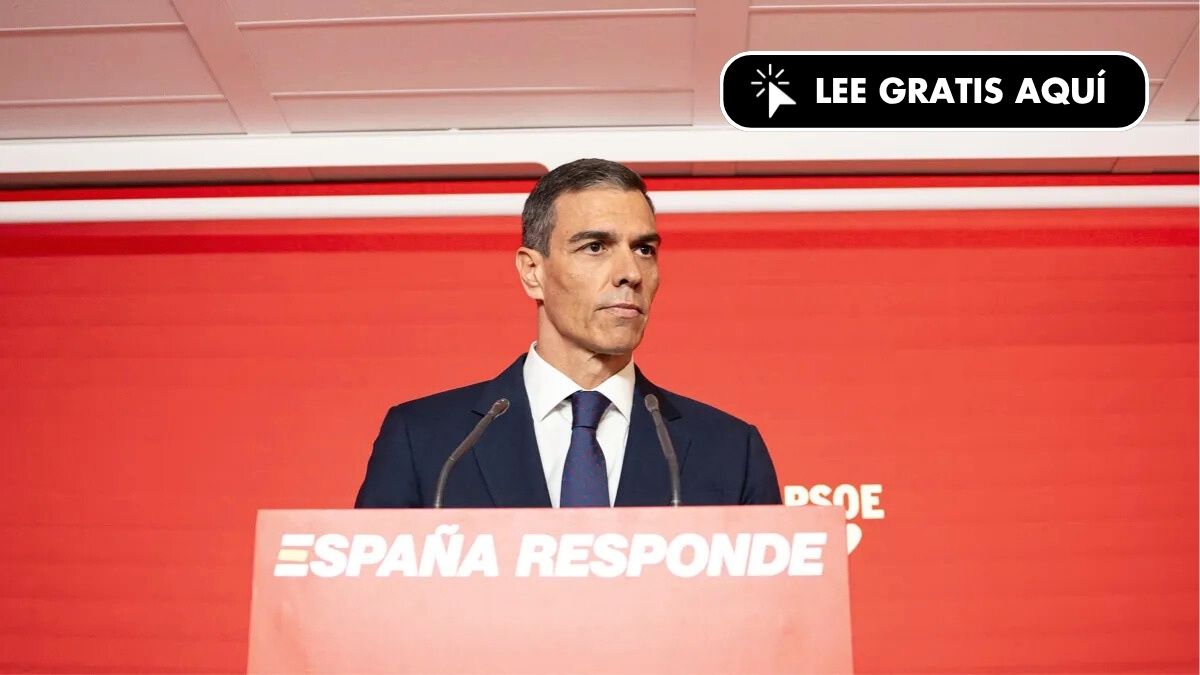 TheObjective_es's tweet card. El presidente del Gobierno y secretario general del PSOE, Pedro Sánchez, ha ofrecido este jueves una declaración institucional desde la sede de Ferraz