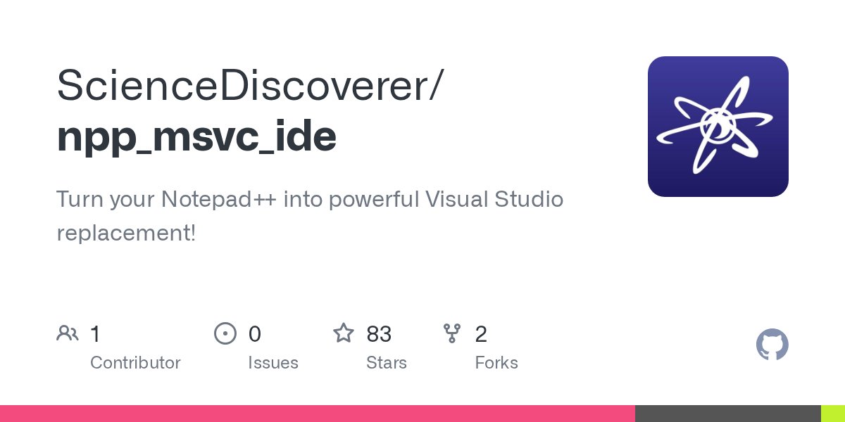JekiCode's tweet card. Turn your Notepad++ into powerful Visual Studio replacement! - ScienceDiscoverer/npp_msvc_ide