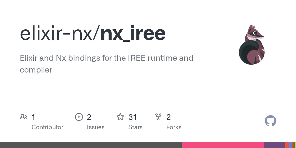 polvalente's tweet card. Elixir and Nx bindings for the IREE runtime and compiler - elixir-nx/nx_iree