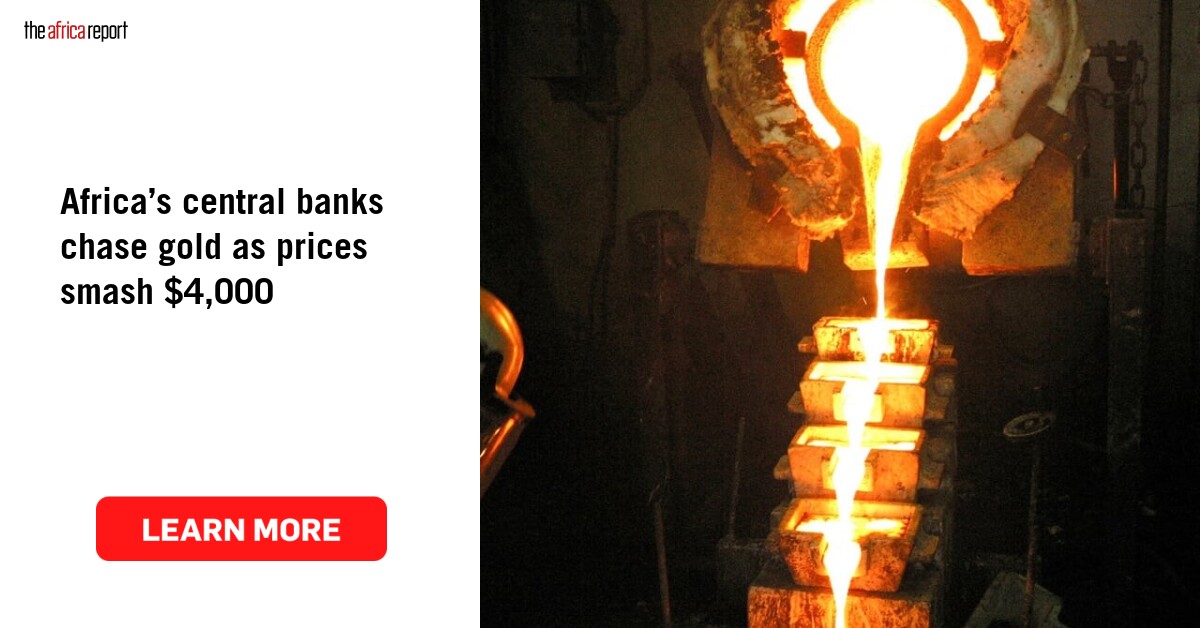 TheAfricaReport's tweet card. Africa’s central banks chase gold as prices smash $4,000