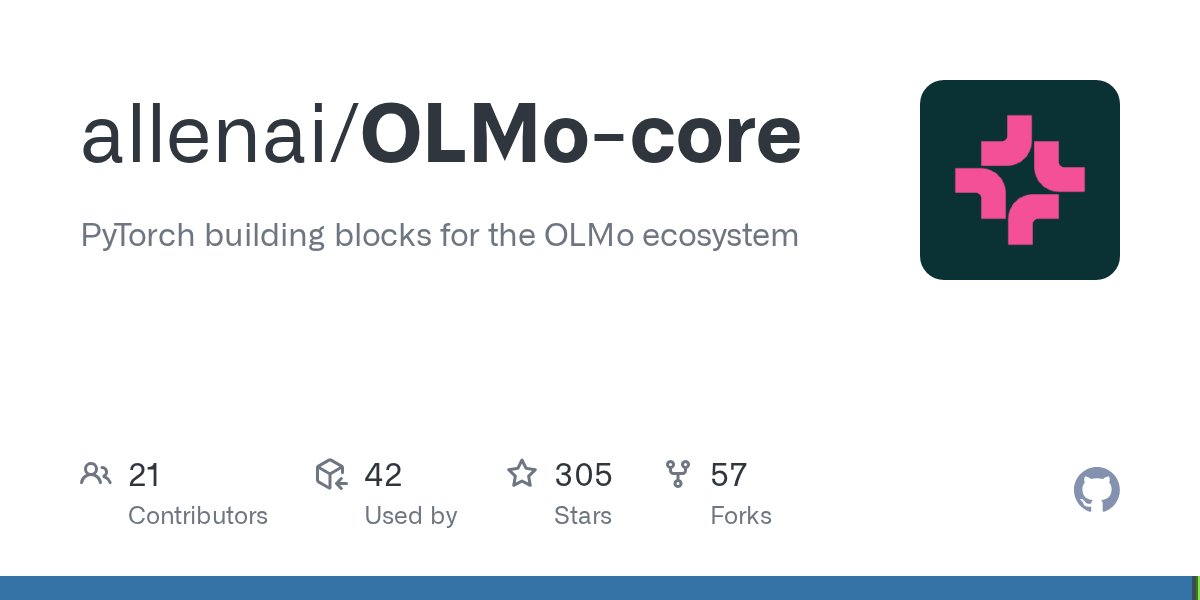 mechanicaldirk's tweet card. PyTorch building blocks for the OLMo ecosystem. Contribute to allenai/OLMo-core development by creating an account on GitHub.