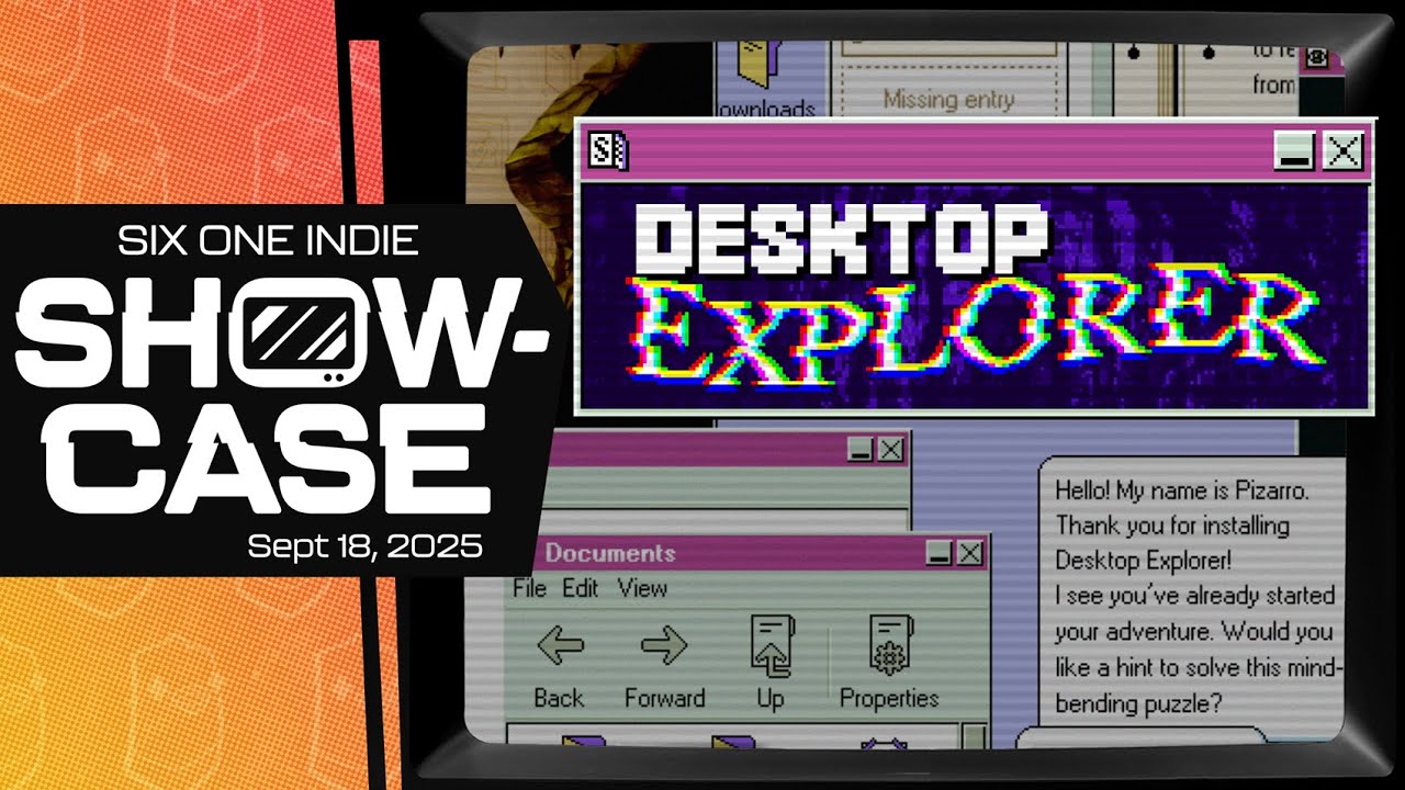DesktopExplorer's tweet card. Desktop Explorer Trailer | Six One Indie Showcase: September 2025