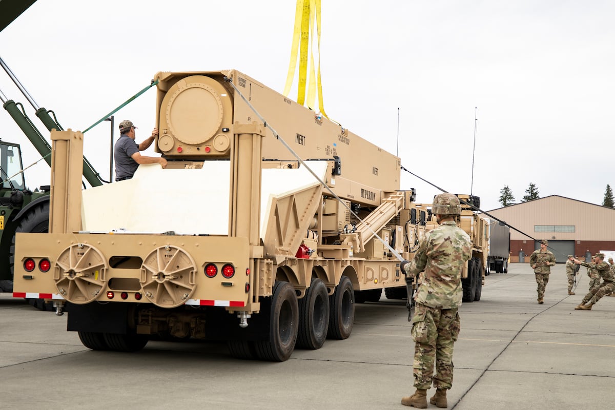 defense_news's tweet card. The US Army’s first hypersonic battery will have its full load of eight missiles by December, marking a major milestone in the program.