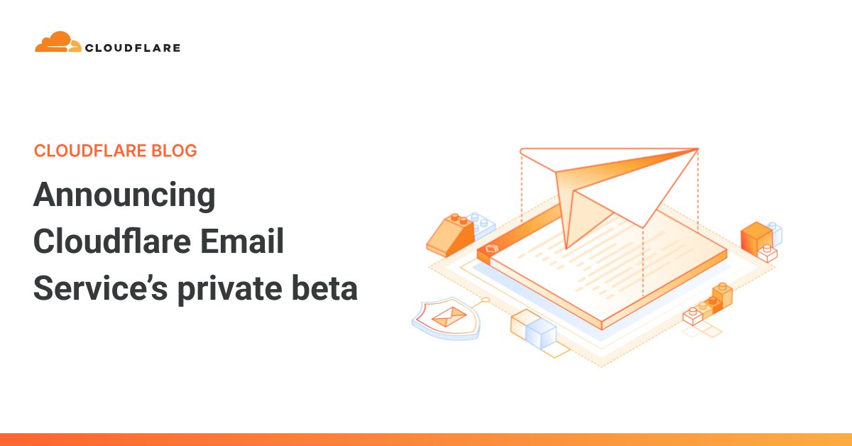 ritakozlov_'s tweet card. Today, we’re launching Cloudflare Email Service. Send and receive email directly from your Workers with native bindings—no API keys needed. We're unifying email sending and routing into a single...